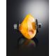 Unisex Rubber Ring With Natural Amber Stone The Grunge, Ring Size: 13 / 22, image , picture 2