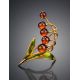 Gold Plated Floral Brooch With Amber And Enamel, image , picture 2