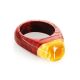 Handcrafted Padauk Wood Ring With Honey Amber The Indonesia, Ring Size: 11 / 20.5, image , picture 4