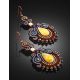 Ornate Drop Earrings With Amber And Crystals The India, image , picture 2