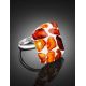 Mosaic Open Ring With Cognac Amber And White Polymer The Dalmatian, Ring Size: Adjustable, image , picture 2