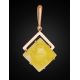 Stylish Geometric Golden Pendant With Bright Amber Stone The Picasso, image , picture 2