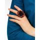 Amber Adjustable Floral Ring The Chrysanthemum, Ring Size: Adjustable, image , picture 4