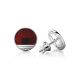 Flat Round Silver Studs With Amber The Monaco, image , picture 4