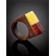 Handcrafted Amber Ring With Multicolor Wood The Indonesia, Ring Size: 11.5 / 21, image , picture 2