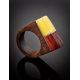 Handcrafted Amber Ring With Multicolor Wood The Indonesia, Ring Size: 7 / 17.5, image , picture 2