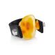 Unisex Rubber Ring With Organic Cut Amber The Grunge, Ring Size: / 23, image , picture 3