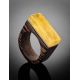 Handmade Wenge Wood Ring With Honey Amber The Indonesia, Ring Size: 8 / 18, image , picture 2