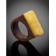 Brazilwood Ring With Honey Amber The Indonesia, Ring Size: 6.5 / 17, image , picture 2