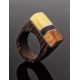 Multicolor Handcrafted Wooden Ring With Bright Honey Amber The Indonesia, Ring Size: 6.5 / 17, image , picture 2