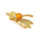 Gold Plated Dragonfly Brooch With Amber And Crystals The Beoluna, image , picture 3