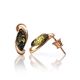 Lovely Gold-Plated Stud Earrings With Green Amber The Iolanta, image , picture 5