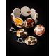 Adjustable Ring With Cognac Amber And White Polymer The Dalmatian, Ring Size: Adjustable, image , picture 5