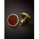 Round Gold Plated Silver Amber Studs The Monaco, image , picture 2