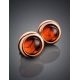 Charming Gold-Plated Silver Studs With Cognac Amber The Berry, image , picture 2