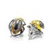 Amber Stud Earrings In Sterling Silver The Scarab, image , picture 3