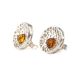 Ultra Feminine Silver Studs With Cognac Amber The Venus, image , picture 3