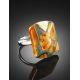 Multicolor Adjustable Ring With Honey Amber And Jewelry Polymer The Dalmatian, Ring Size: Adjustable, image , picture 2