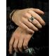 Geometric Men's Signet Ring With Green Amber The Cesar, Ring Size: 13 / 22, image , picture 2