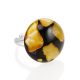 Honey Amber Open Ring With Dark Polymer The Dalmatian, Ring Size: Adjustable, image , picture 3