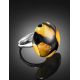Honey Amber Open Ring With Dark Polymer The Dalmatian, Ring Size: Adjustable, image , picture 2