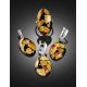 Multicolor Open Ring With Honey Amber And Dark Polymer The Dalmatian, Ring Size: Adjustable, image , picture 4