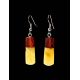Handmade Amber Dangle Earrings With Padauk Wood The Indonesia, image , picture 4