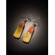 Handmade Amber Dangle Earrings With Padauk Wood The Indonesia, image , picture 2