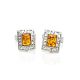 Stylish Geometric Cufflinks With Cognac Amber In Silver The Ithaca, image , picture 5