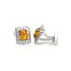 Stylish Geometric Cufflinks With Cognac Amber In Silver The Ithaca, image , picture 4