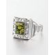 Bold Silver Signet Ring With Green Amber The Ellas, Ring Size: 12 / 21.5, image , picture 3