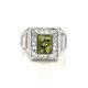 Bold Silver Signet Ring With Green Amber The Ellas, Ring Size: 8.5 / 18.5, image , picture 4
