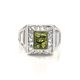 Bold Silver Signet Ring With Green Amber The Ellas, Ring Size: 12 / 21.5, image , picture 4