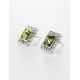 Elegant Silver Stud Earrings With Green Amber The Ithaca, image , picture 3