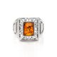 Cognac Amber Ring In Sterling Silver The Ellas, Ring Size: / 24, image , picture 3