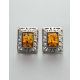 Geometric Cognac Amber Studs In Sterling Silver The Ithaca, image , picture 4