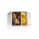 Sterling Silver Signet Ring With Multicolor Amber The London, Ring Size: / 22.5, image , picture 3