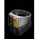 Sterling Silver Signet Ring With Multicolor Amber The London, Ring Size: / 22.5, image , picture 2