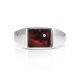 Bold Silver Ring With Cherry Amber The London, Ring Size: 8 / 18, image , picture 3