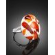 Cognac Amber Adjustable Ring With Jewelry Polymer The Dalmatian, Ring Size: Adjustable, image , picture 2