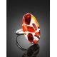 Multicolor Amber Open Ring With Jewelry Polymer The Dalmatian, Ring Size: Adjustable, image , picture 2