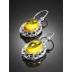 Ornate Silver Amber With Inclusions Earrings The Clio, image , picture 2