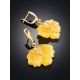 Botanical Style Golden Earrings With Natural Amber The Canada, image , picture 2