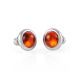 Adorable Silver Stud Earrings With Cognac Amber The Berry, image , picture 3