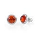 Adorable Silver Stud Earrings With Cognac Amber The Berry, image , picture 4