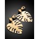 Palm Leaf Motif Gold Earrings, image , picture 2