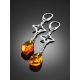 Chic Silver Amber With Inclusions Chain Earrings The Clio, image , picture 2