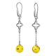 Dangle Amber Earrings In Sterling Silver With Inclusions The Clio, image , picture 5