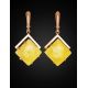 Statement Golden Dangle Earrings With Honey Amber The Picasso, image , picture 2