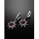 Silver Dangle Earrings With Cherry Amber The Helios, image , picture 2